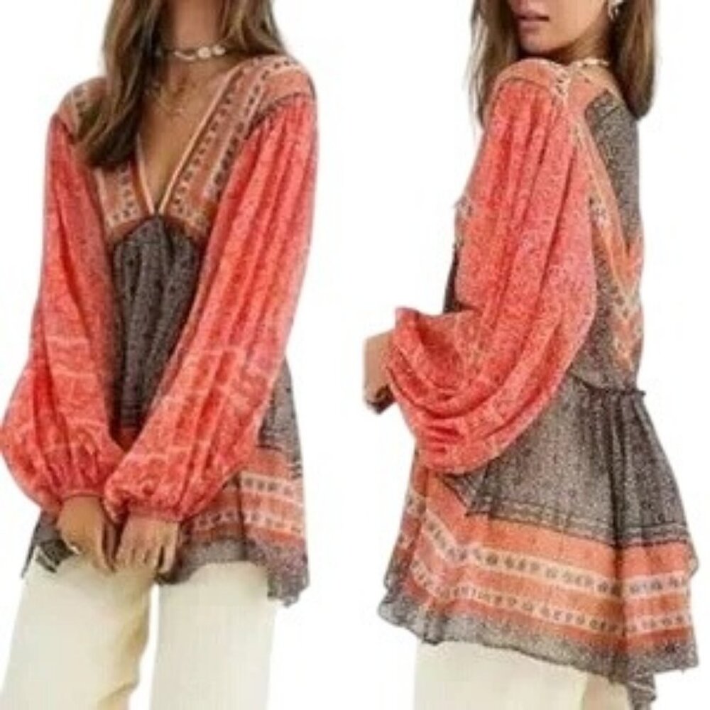 Free People Aliyah Orange Tunic